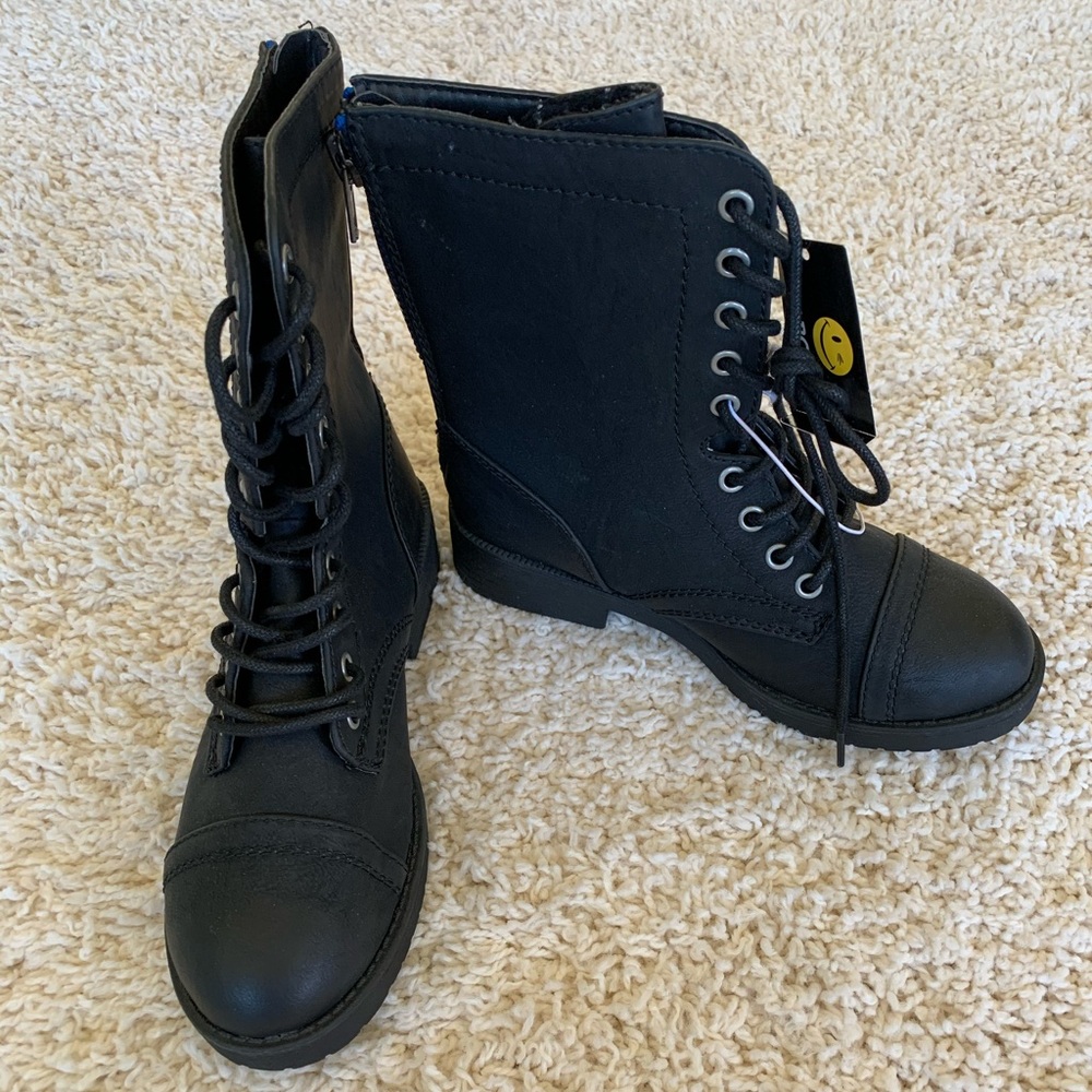 Black lace up combat boots